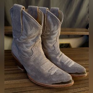 Gray Suede Cowboy Boots